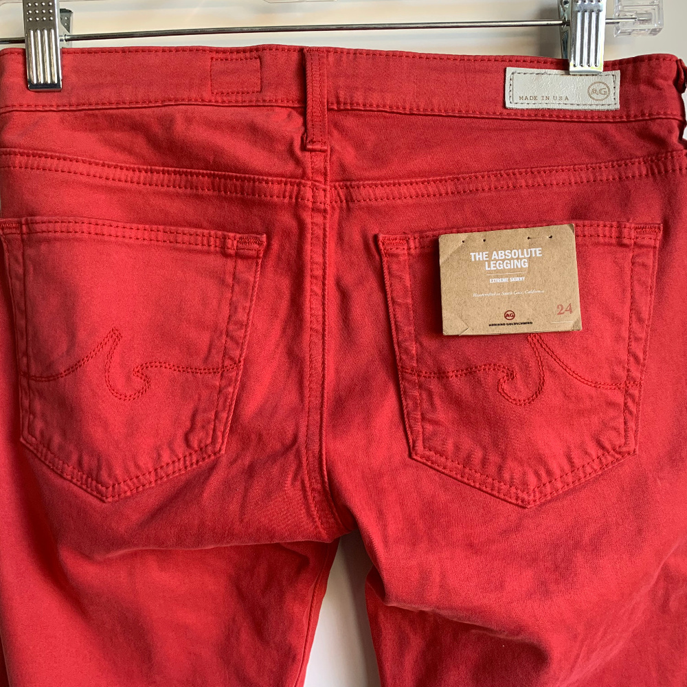 NWT Adriano Goldschmied The Absolute Legging Skinny Jeans Size 24 Coral - Picture 5 of 10
